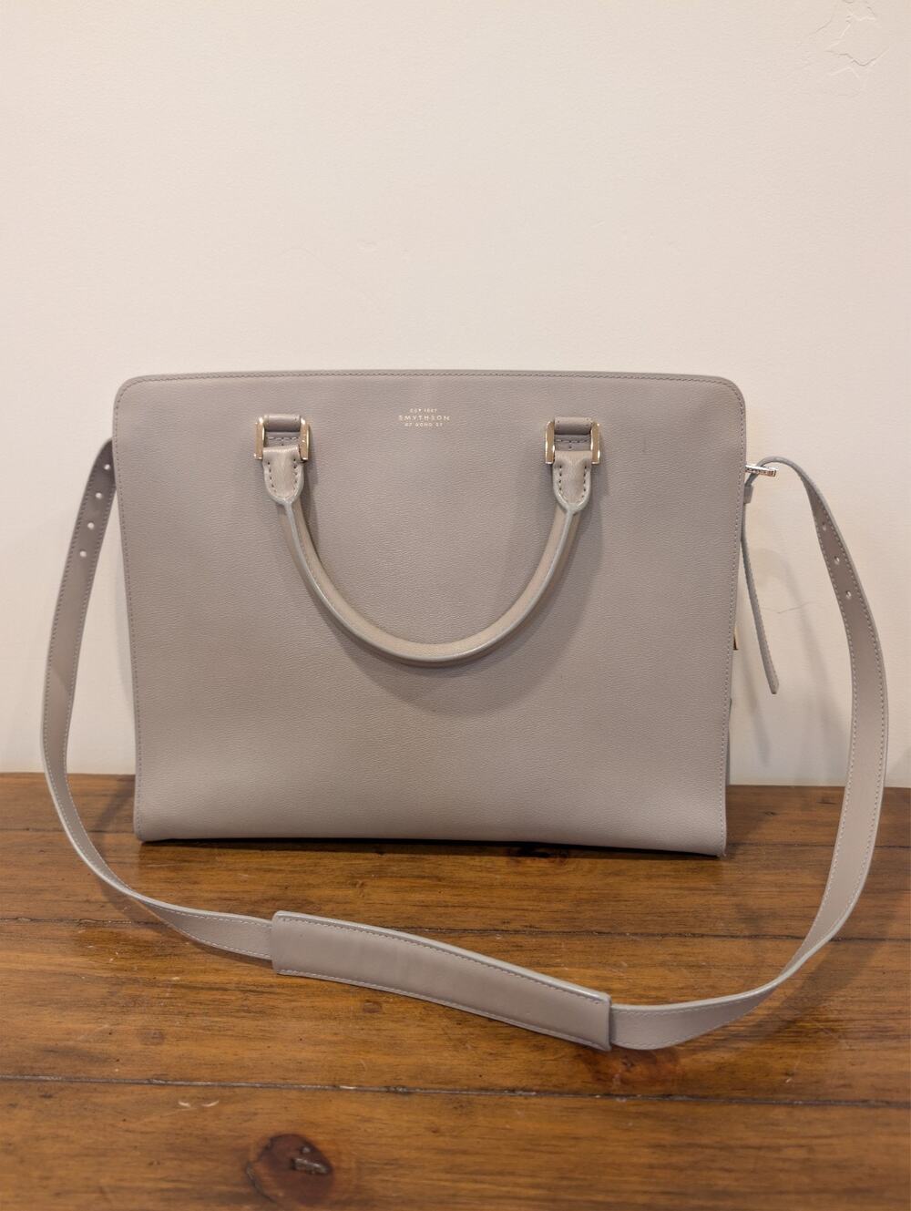Smythson of Bond Street - Grosvenor Briefcase - Dove Gray - Excellent Condition